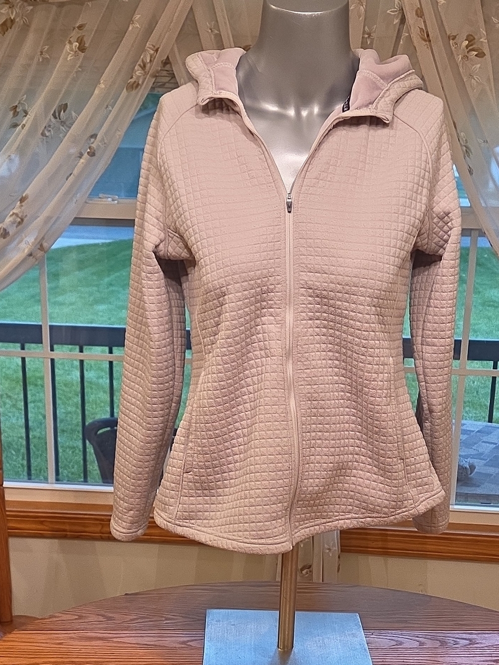 Spyder Light Gray Quilted Hooded Bomber Jacket - Women Size Large